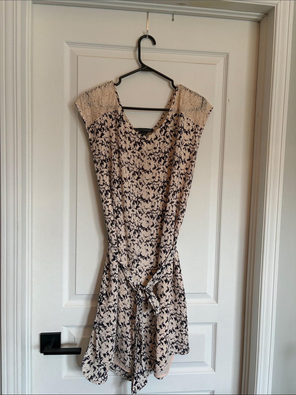 French Connection light Pink and Blue Floral Tie-Waist Mini Dress
